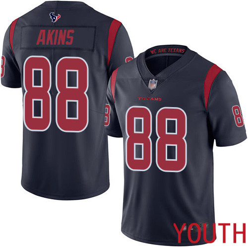 Houston Texans Limited Navy Blue Youth Jordan Akins Jersey NFL Football 88 Rush Vapor Untouchable